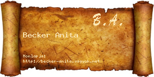 Becker Anita névjegykártya
